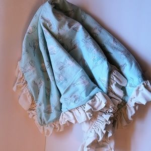 Magpie & Mabel bird-print cotton/cotton velveteen baby blanket-32 x 34 inches